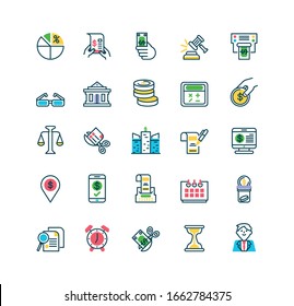 calculator and tax day icons set over white background, half color style, vector illustration