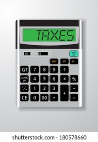 calculator with TAXES word on screen vector illustration
