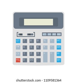 Calculator technology object business symbol. Education sign design work electronic finance. Internet investment web document vector accounting icon. School finance display tax graphic. Bank money.