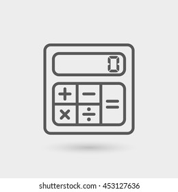 calculator thin line icon isolated with shadow