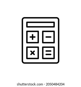Icono de línea delgada de la calculadora. Símbolo de contabilidad y finanzas. Ilustración vectorial moderna.