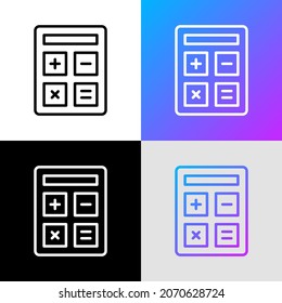 Das Thin-Line-Icon des Rechners. Symbol der Rechnungslegung und Finanzen. Moderne Vektorgrafik.
