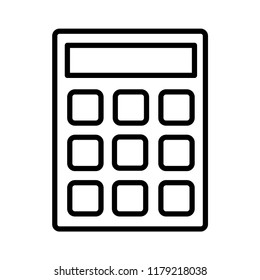 Calculator thin line vector icon, isolated on white background. Math calculation concept. Modern flat style for graphic design, mobile app or web site.