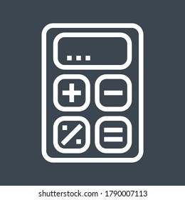 Icono del vector de línea delgada de la calculadora. Icono plano aislado en el fondo negro. Archivo EPS editable. Ilustración vectorial.