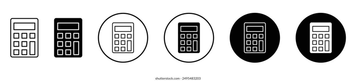 Calculator thin line vector icon set.