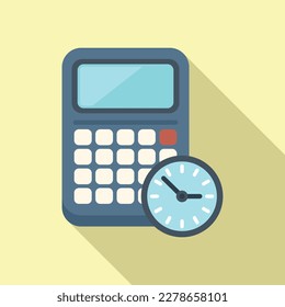 Calculator time icon flat vector. Clock project. Control task