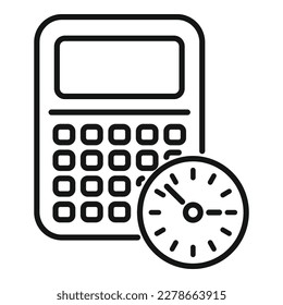 Calculator time icon outline vector. Clock project. Control task