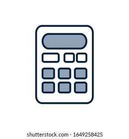 Calculator tool half line half color style icon design, Mathematics finance device electronic education office object and accounting theme Vector illustration