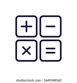 Calculator tool line style icon design, Mathematics finance device electronic education office object and accounting theme Vector illustration