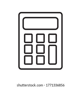 Stylesymbol-Design der Werkzeugrechner-Linie, Mathematik-Finanzierungsgerät elektronische Bildungs-Büro-Objekt und Buchhaltung Thema Vektorgrafik