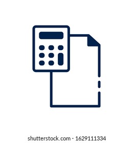 Calculator tool and receipt paper design, Mathematics finance device electronic education office object and accounting theme Vector illustration