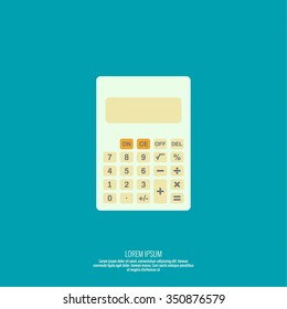 Calculator top view. Vector icon. Flat design.