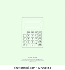 Calculator top view. Vector icon. Line art design 