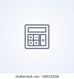 Calculator, vector best gray line icon on white background, EPS 10