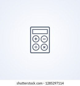 Calculator, vector best gray line icon on white background, EPS 10