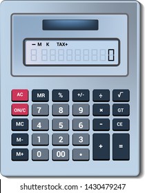 Calculator vector business accounting calculation technology. calculating finance illustration set of mathematical object with buttons. calculated mathematics numbers isolated on white background.