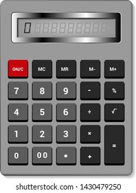 Calculator vector business accounting calculation technology. calculating finance illustration set of mathematical object with buttons. calculated mathematics numbers isolated on white background.