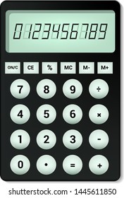 Calculator vector business accounting calculation technology calculating finance illustration set of mathematical object with buttons calculated mathematics numbers isolated on white background