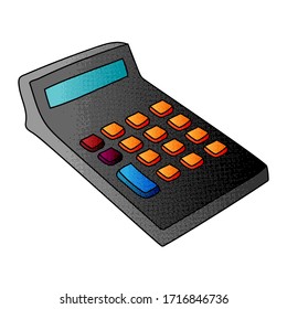 calculator vector design. digital hand drawn. halftone texture