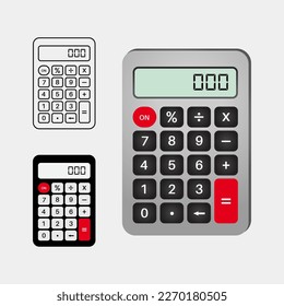 Calculator vector with different color and outline one.