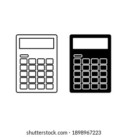 Calculator Vector, Digital Marketing Line Style Icon Editable Stroke On White Background