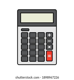 Vector de calculador, icono de estilo de línea de marketing digital trazo editable en fondo blanco