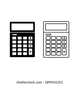 Calculator Vector, Digital Marketing Line Style Icon Editable Stroke On White Background