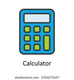 Calculator Vector Fill outline Icon Design illustration. User interface Symbol on White background EPS 10 File