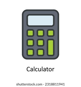 Calculator  Vector Fill outline Icon Design illustration. Network and communication Symbol on White background EPS 10 File
