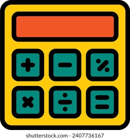 Calculator Vector Filled Line Icon, suitable for business or investment or office purpose