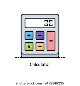 Ilustración de estilo de Vector de contorno relleno de calculadora. Símbolo sobre fondo blanco EPS 10 Archivo
