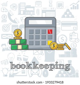 Calculator vector flat illustration, accounting business vector illustration