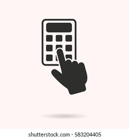 Calculator vector icon. Black illustration isolated on white background for graphic and web design.