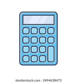 Vector de la calculadora, diseño de color azul sobre fondo de color blanco.