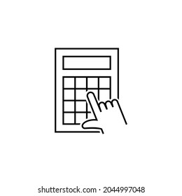 Icono de vector de calculadora. Símbolo de cálculo. Signo de estilo lineal para concepto móvil y diseño web. Paquete premium de iconos en estilo de línea de moda. Ilustración vectorial. Eps10