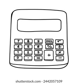 Calculator  vector icon in doodle style. Symbol in simple design. Cartoon object hand drawn isolated on white background.