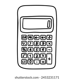 Calculator  vector icon in doodle style. Symbol in simple design. Cartoon object hand drawn isolated on white background.