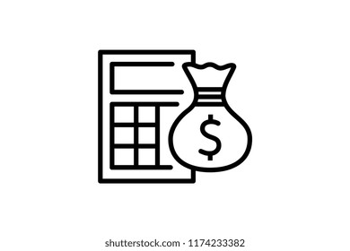 Calculator vector icon. Editable Stroke. 128x128 Pixel Perfect.