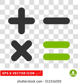 Calculator vector icon. Image style is a flat eco green and gray pictogram symbol.