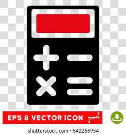 Calculator vector icon. Image style is a flat intensive red and black icon symbol.