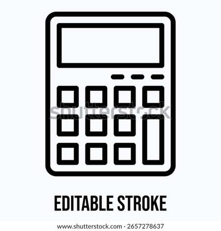 Calculator Vector Icon, Isolated Vector Lineal Style Icon, Editable Stroke.