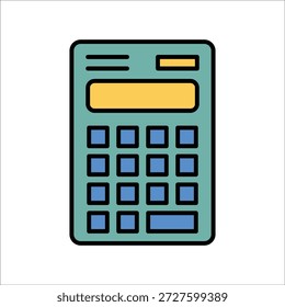 Plantilla de línea de icono de Vector de calculadora