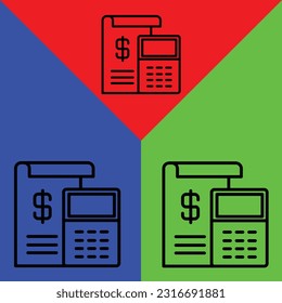 Calculator Vector Icon, Lineal style, isolated on white Background.