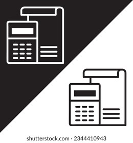 Calculator Vector Icon, Lineal style, isolated on Black and white Background.