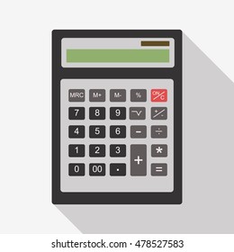 Calculator vector icon with long shadow. Flat illustration style