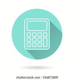 Calculator vector icon with long shadow. Illustration isolated for graphic and web design.