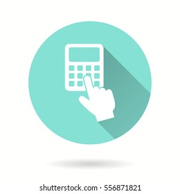 Calculator vector icon with long shadow. Illustration isolated for graphic and web design.