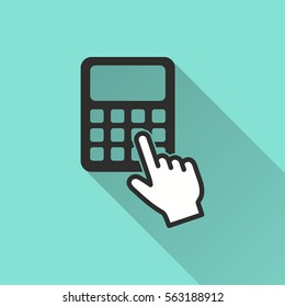 Calculator vector icon with long shadow. Illustration isolated for graphic and web design.