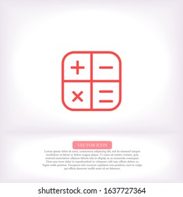 Calculator vector icon , lorem ipsum Flat design
