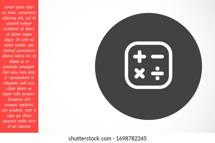 Calculator vector icon mathematics . Simple illustration of Calculator vector icon for web - education math .Calculator vector icon. CCalculator vector icon Calculator
